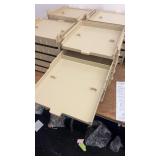 Set of Beige Plastic Storage Drawers with Installation Instructions