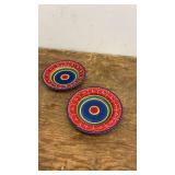 Lot of Colorful Ceramic Plates and Rooster Themed Dishware