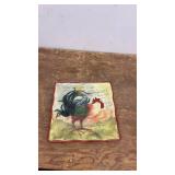 Lot of Colorful Ceramic Plates and Rooster Themed Dishware