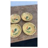 Lot of Colorful Ceramic Plates and Rooster Themed Dishware