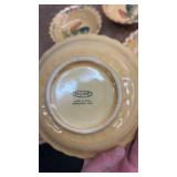 Lot of Colorful Ceramic Plates and Rooster Themed Dishware