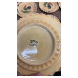 Lot of Colorful Ceramic Plates and Rooster Themed Dishware