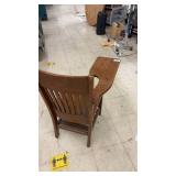 Vintage Wooden School Desk Chair with Attached Writing Surface