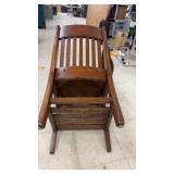 Vintage Wooden School Desk Chair with Attached Writing Surface