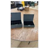 Set of 2 Steel Cash Boxes with Lock and Compartments