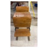 Antique Cast Iron and Wood School Desk with Double Seating