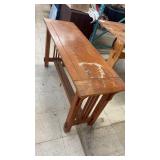 Vintage Solid Oak Mission Style Console Table with Shelf