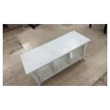White Wooden Bench with Storage Compartments