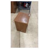 Wooden Side Table with Single Drawer and Brass Handle