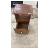 Wooden Side Table with Single Drawer and Brass Handle