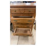 Vintage Oak 6-Drawer Dresser with Brass Hardware
