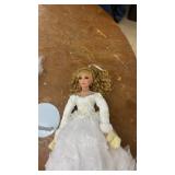 Porcelain Bride Doll with Stand & Accessories