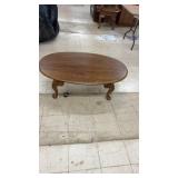 Solid Wood Oval Coffee Table with Carved Legs