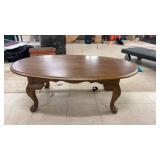 Solid Wood Oval Coffee Table with Carved Legs