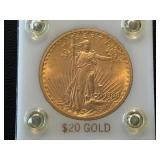 1908 St. Gaudens No Motto $20 Gold Coin