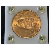 1908 St. Gaudens No Motto $20 Gold Coin