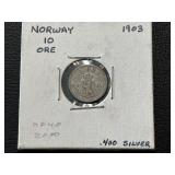 1903 Norway 10 Ore Silver