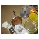 Vintage TV trays, bakeware, Osteriz...