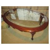 Vintage Oblong Wood coffee table wi...