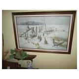 Framed canvas painting signed by Le...