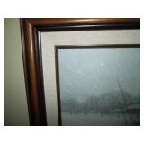 Framed canvas painting signed by Le...