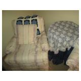 Ivory, mauve and blue floral and st...