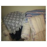 Ivory, mauve and blue floral and st...