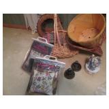 Variety of baskets, needlecraft kit...