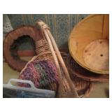 Variety of baskets, needlecraft kit...