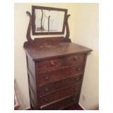 Antique Tiger-Wood 6-drawer highboy...