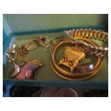 Small teal vintage jewelry box cont...