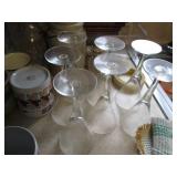 Vintage cut glass decanter, stemwar...