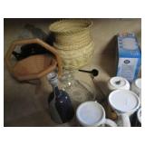 Vintage cut glass decanter, stemwar...