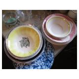 Cut Glass punch bowl with glasses, ...