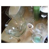 Cut Glass punch bowl with glasses, ...