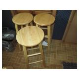 Trio of lite-tone hardwood backless...