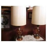 Pair of Vintage amber glass, wood a...