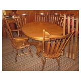 Round pedestal dining table, (4) st...