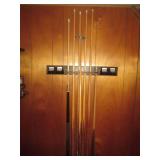 Set of (6) Vintage Pool sticks plus...