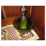 Vintage green glass and brass tone ...