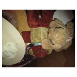 Vintage hats and stuffed animals...