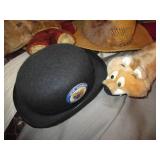 Vintage hats and stuffed animals...