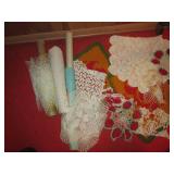 Vintage hand knit fabric and doilie...