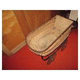 Antique metal framed and wicker rat...