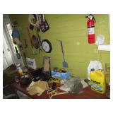 Content on garage table and wall in...