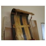 Vintage 7ft all-Wood toboggan with ...