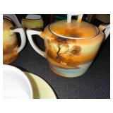 Vintage Noritake Hand-Painted Tea Set and Decorative Floral Pitcher