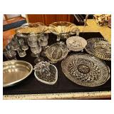 Collection of Vintage Glassware and Crystal Serving Pieces