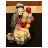 Set of 3 Hull USA Pottery Vases with Floral Design and Porcelain Figurine