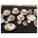 Collection of Vintage English Bone China Tea Set with Floral Designs